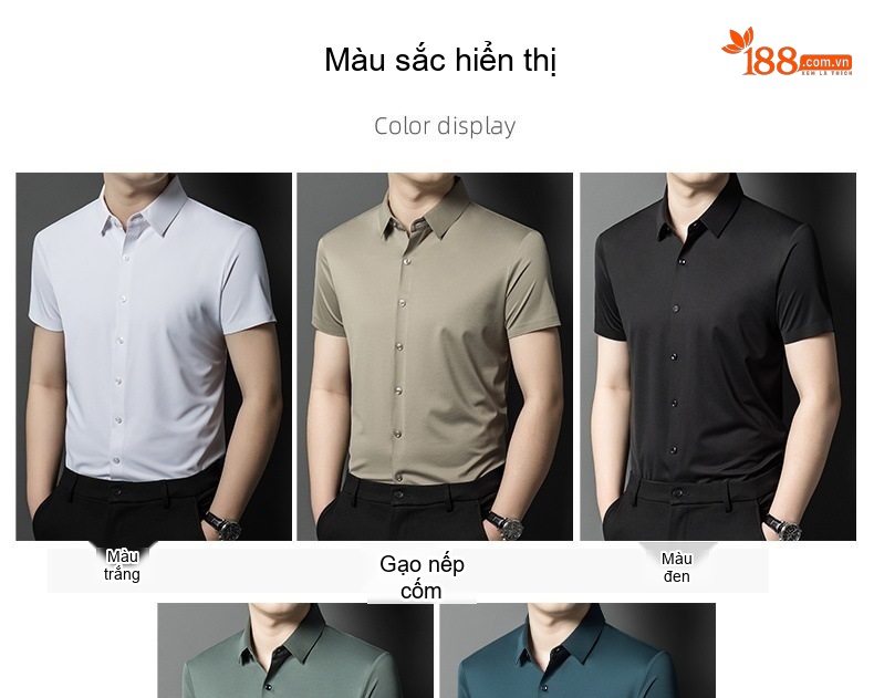 Áo Sơ Mi Nam Tay Ngắn Mỏng Thoáng Mát Phong Cách Hàn Quốc Màu Trắng, Đỏ, Xanh, Hồng... chi tiết 1