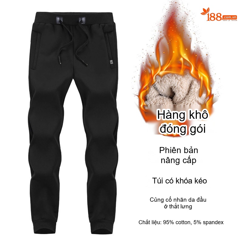 Quần thể thao nam lót lông cừu non dày dặn giữ ấm mùa đông