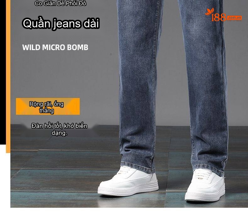Quần Jean Nam Ống Đứng Dáng Rộng Thoải Mái Màu Xám Đen chi tiết 2