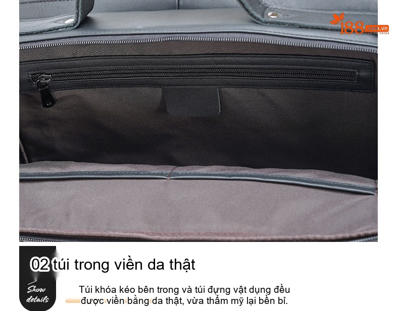 Túi xách tay nam da bò công sở đựng laptop 15.6 inch chi tiết 8