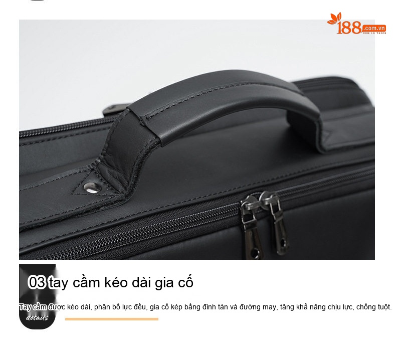 Túi xách tay nam da bò công sở đựng laptop 15.6 inch chi tiết 9