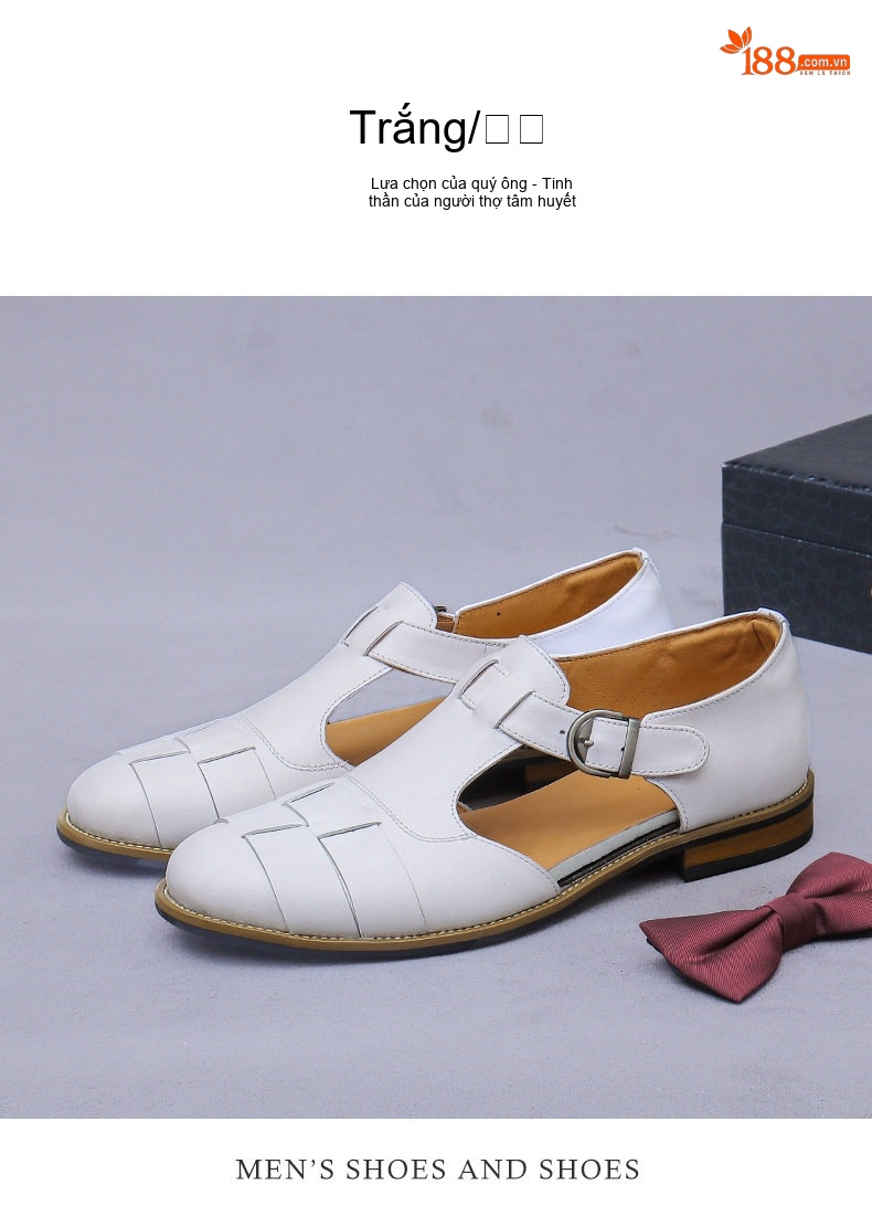 Sandal Da Thật Nam Quai Khóa Bít Mũi Thoáng Khí Đế Cao 2cm chi tiết 5