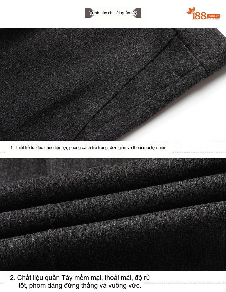 Bộ Vest Nam Wool (Lông Cừu) Dày Dặn, Chống Nhăn, Dáng Đứng, Phong Cách Doanh Nhân Màu Xám Đậm chi tiết 6