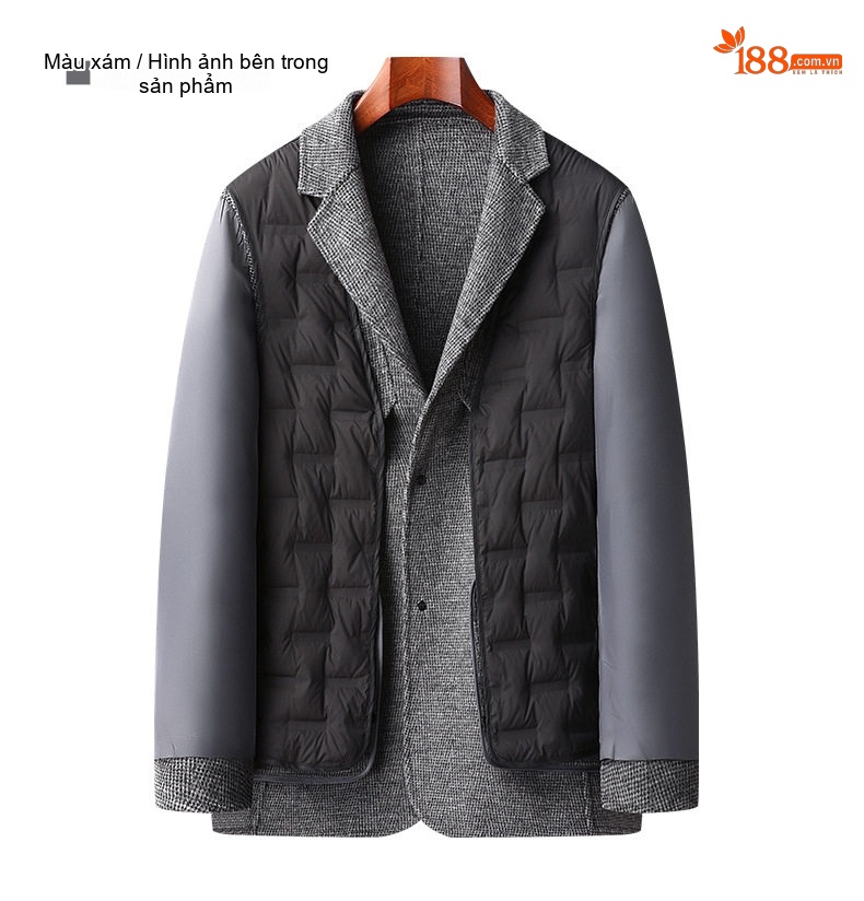 Áo Vest Nam Hai Mặt Lông Cừu Tây Trang Lót Lông Vũ Tháo Rời Phong Cách Thanh Niên Màu Xám, Đen chi tiết 11