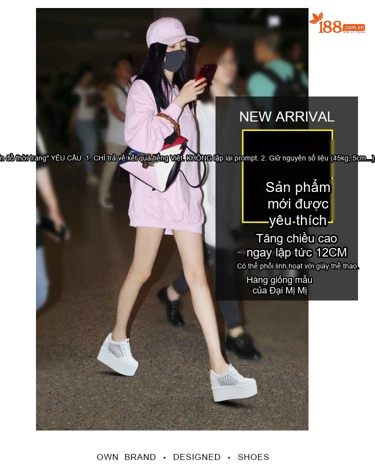 Giày Thể Thao Nữ Lưới Thoáng Khí Đế Dày 12cm Phong Cách Thời Trang Màu Trắng, Đen chi tiết 1
