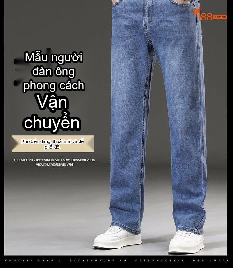 Quần Jean Nam Ống Suông Rộng Co Giãn Thoải Mái chi tiết 9