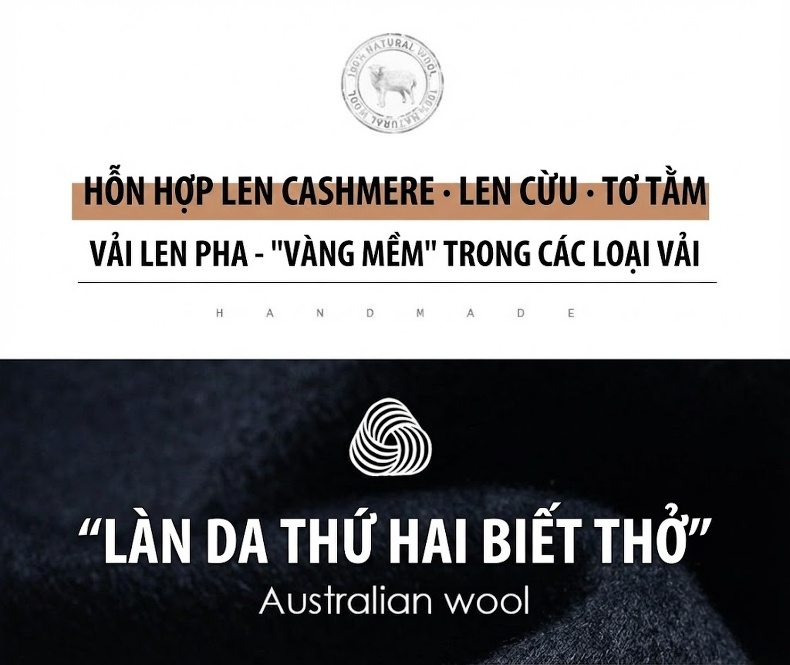 Áo Khoác Nam Dáng Dài Lót Lông Thỏ Tháo Rời Pha Lông Dê, Lụa Tằm, Len Lông Cừu Màu Xanh Đen chi tiết 2