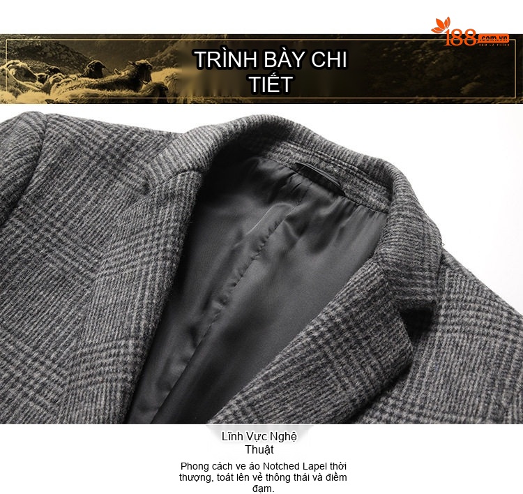 Áo Vest Nam Lông Cừu Kẻ Ô Kiểu Âu Thu Đông Màu Nâu, Xám chi tiết 34
