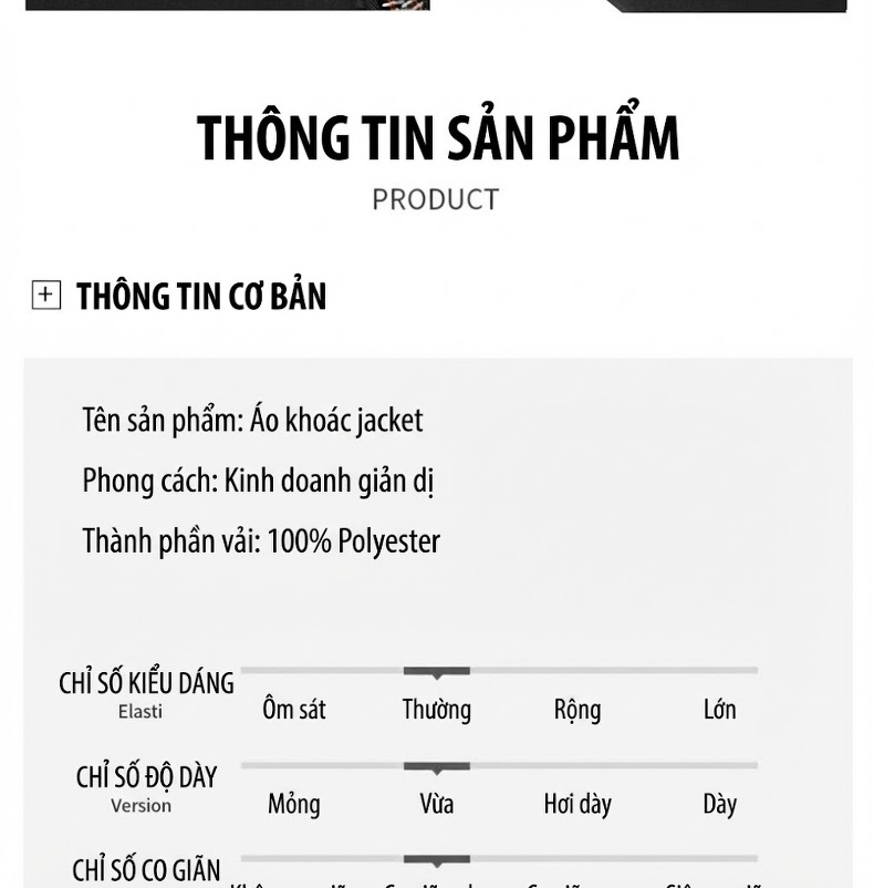 Áo Khoác Nam Cổ Trụ Dáng Suông Trung Niên Phong Cách Doanh Nhân Màu Đen, Kem, Xanh Navy chi tiết 8