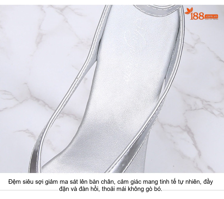 Giày Sandal Cao Gót Nữ Quai Kẹp Ngón Da Bóng Gót Cao 15cm Màu Đỏ, Trắng, Đen, Tím... chi tiết 4