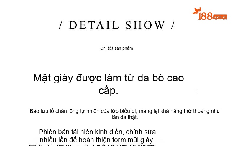 Giày Tây Buộc Dây Nam Da Bóng Chiều Cao Đế Khoảng 3cm Màu Nâu chi tiết 10