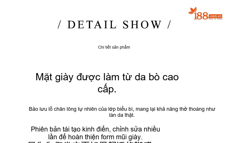 Giày Tây Buộc Dây Nam Da Thật Tăng Chiều Cao 6cm Màu Đen chi tiết 4