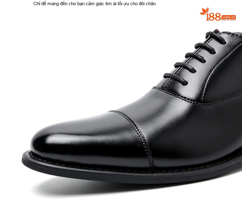 Giày Tây Buộc Dây Nam Da Thật Tăng Chiều Cao 6cm Màu Đen chi tiết 5