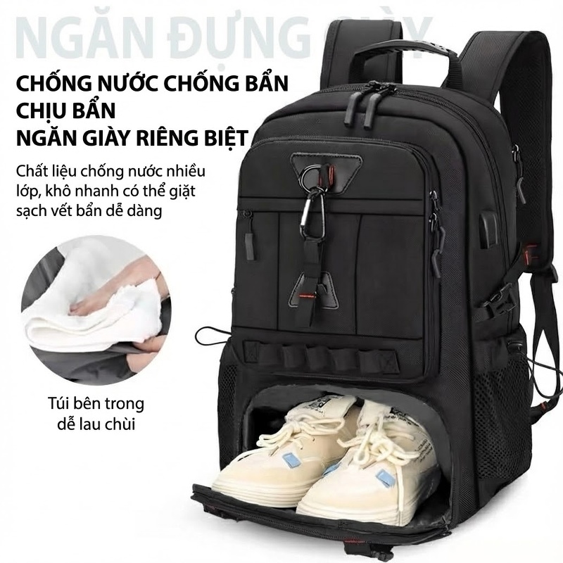 Balo du lịch leo núi nam chống thấm đa năng dung tích lớn 80L