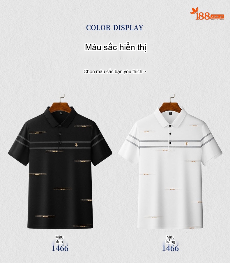 Áo Polo Nam Sợi Tơ Cotton Thời Trang Thanh Lịch Màu Trắng, Kem, Xanh, Đen chi tiết 16