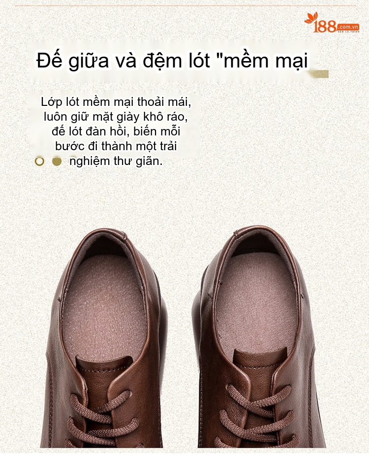 Giày Oxford Nữ Da Bóng Đế Xuồng Chiều Cao Đế Khoảng 5cm Màu Đen, Nâu chi tiết 7