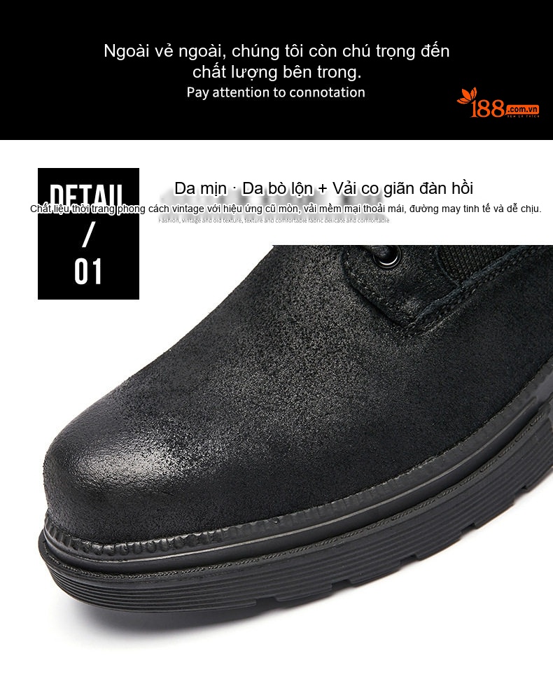 Giày Boot Martin Nam Cổ Cao Phong Cách Anh Quốc Đế Dày chi tiết 4