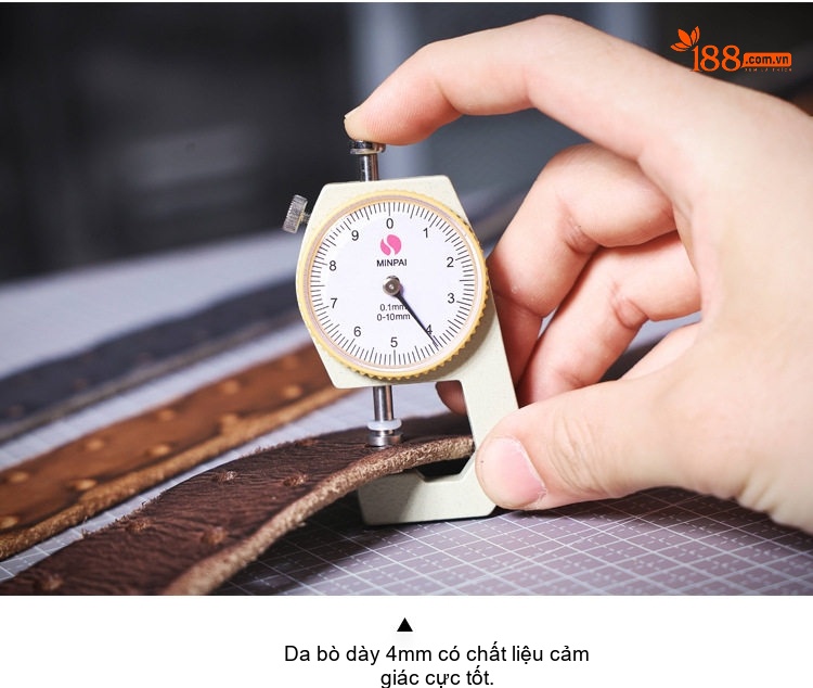 Thắt Lưng Nam Da Bò Hai Kim Bấm Mặt Đồng Phong Cách Retro chi tiết 18