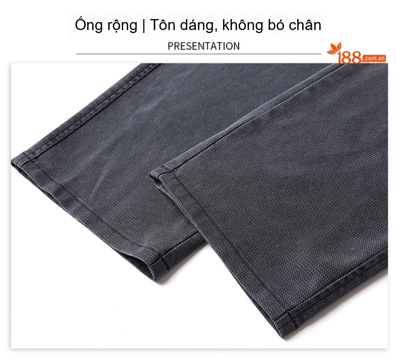 Quần Jean Ống Suông Nam Lyocell Dáng Rộng Thoải Mái Màu Xám, Nâu, Xanh Dương, Đen chi tiết 27