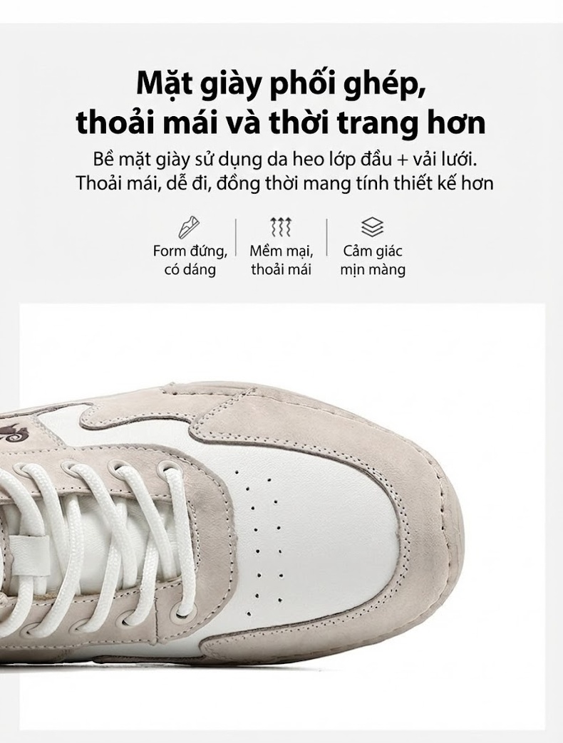 Giày Martin Nữ Cao Cổ Da Thật Size Lớn, Giày Boot Mùa Đông Thu, Giày Thể Thao Da Mờ Chiều Cao Đế Khoảng 3cm Màu Trắng, Nâu chi tiết 5