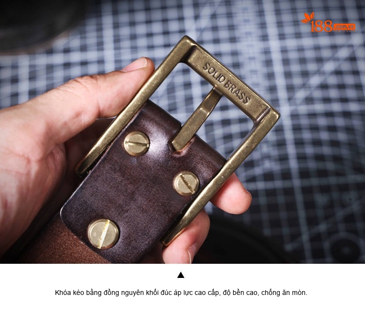 Thắt Lưng Nam Da Bò Khóa Kim Loại Phong Cách Retro Màu Nâu, Đen chi tiết 19