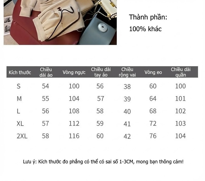 Bộ đồ thể thao nữ dáng rộng có mũ trùm đầu lót lông dày dặn chi tiết 2