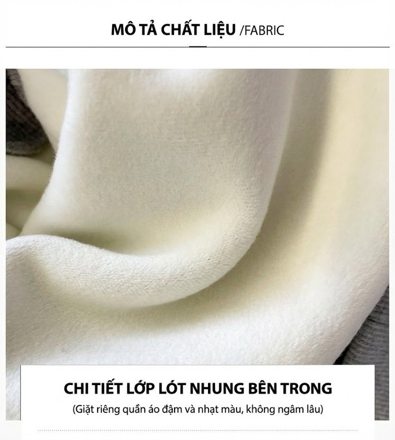 Bộ thể thao nữ áo hoodie quần dài lót lông giữ ấm chi tiết 2