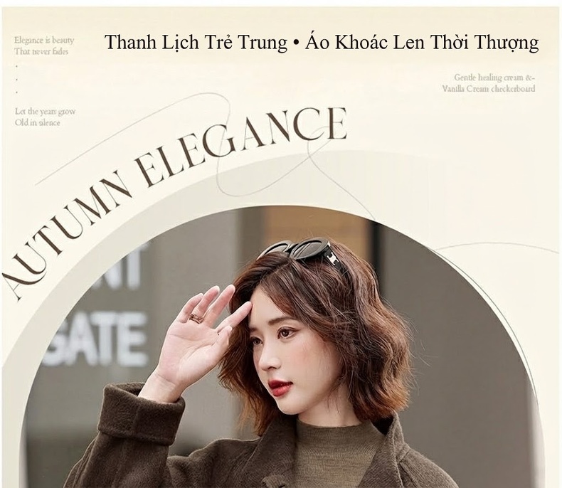 Áo Khoác Dạ Nữ Ngắn Tay Lỡ Dáng Suông Phong Cách Hàn Quốc Màu Be, Xám, Nâu, Đen chi tiết 1