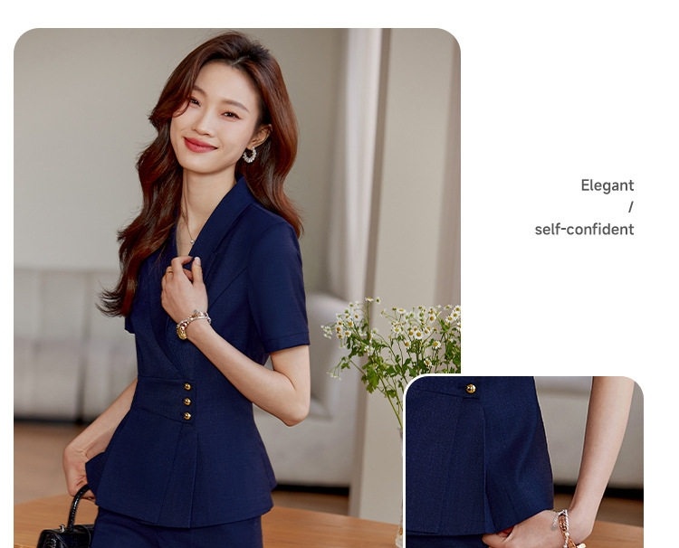 Set Bộ Vest Công Sở Nữ Tay Ngắn Dáng Ôm Chân Váy Màu Be, Xanh Navy, Đen chi tiết 14