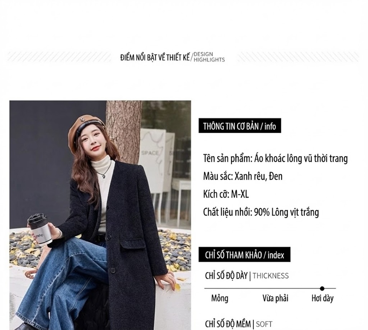 Áo Khoác Phao Lông Vũ Nữ Dáng Dài Phong Cách Hàn Quốc Thời Trang Màu Đen, Nâu chi tiết 22