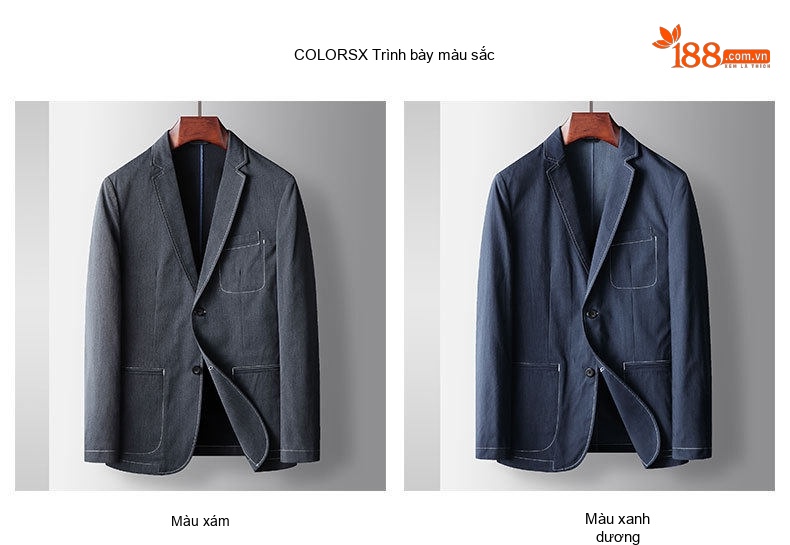 Áo Vest Blazer Nam Vải Denim Màu Xanh Jean Phong Cách Casual chi tiết 3