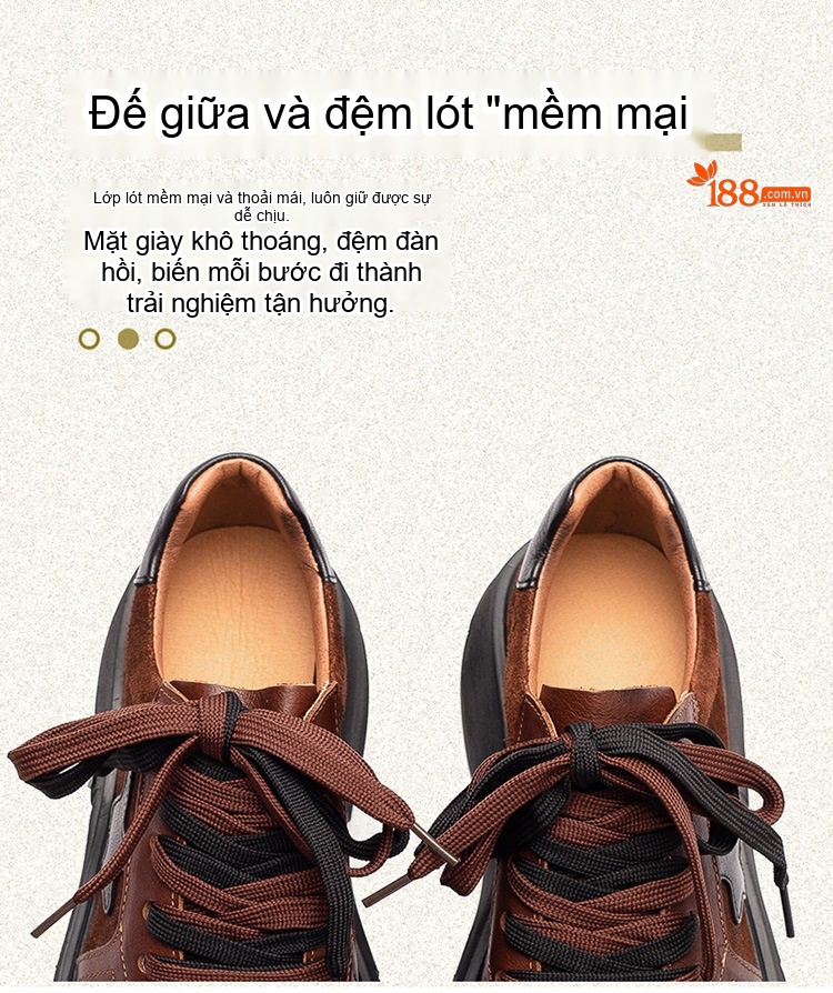 Giày Búp Bê Nữ Đế Bánh Mì Dây Buộc Da Mờ Chiều Cao Đế Khoảng 5cm Màu Đen, Nâu, Xanh Lá chi tiết 5