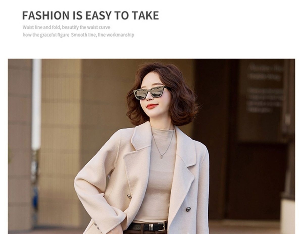 Áo Khoác Dạ Nữ Dáng Vest Hai Mặt Lông Cừu Cashmere Phong Cách Tiểu Thư Màu Đỏ, Xám, Nâu, Kem chi tiết 63