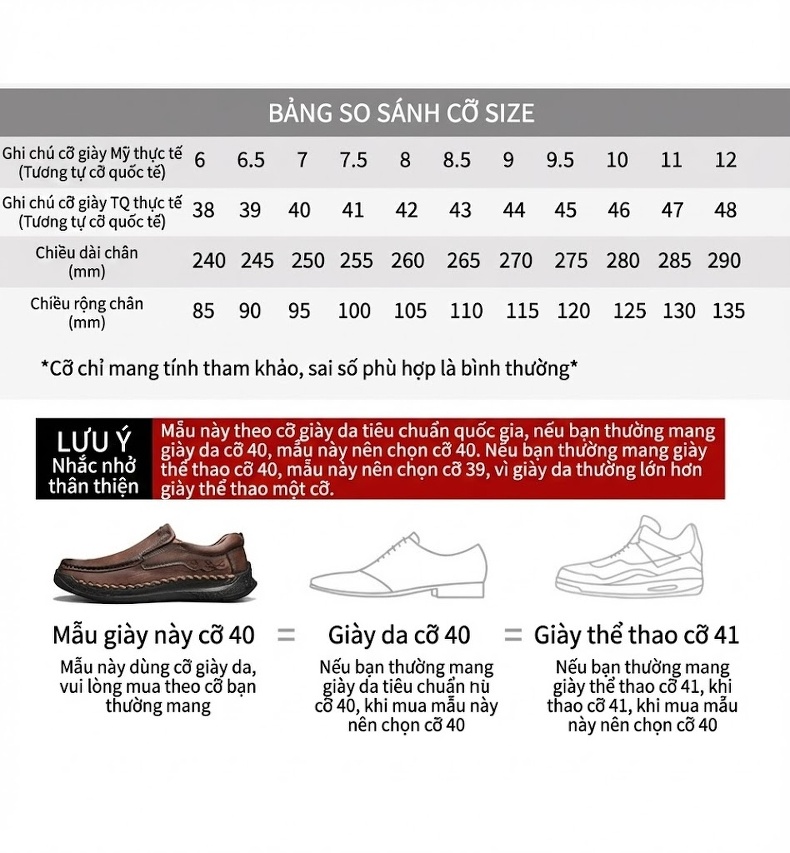 Giày Lười Nam Da Thật Size Lớn Thoải Mái Ngoài Trời Chiều Cao Đế Khoảng 3cm Màu Nâu, Đen chi tiết 6