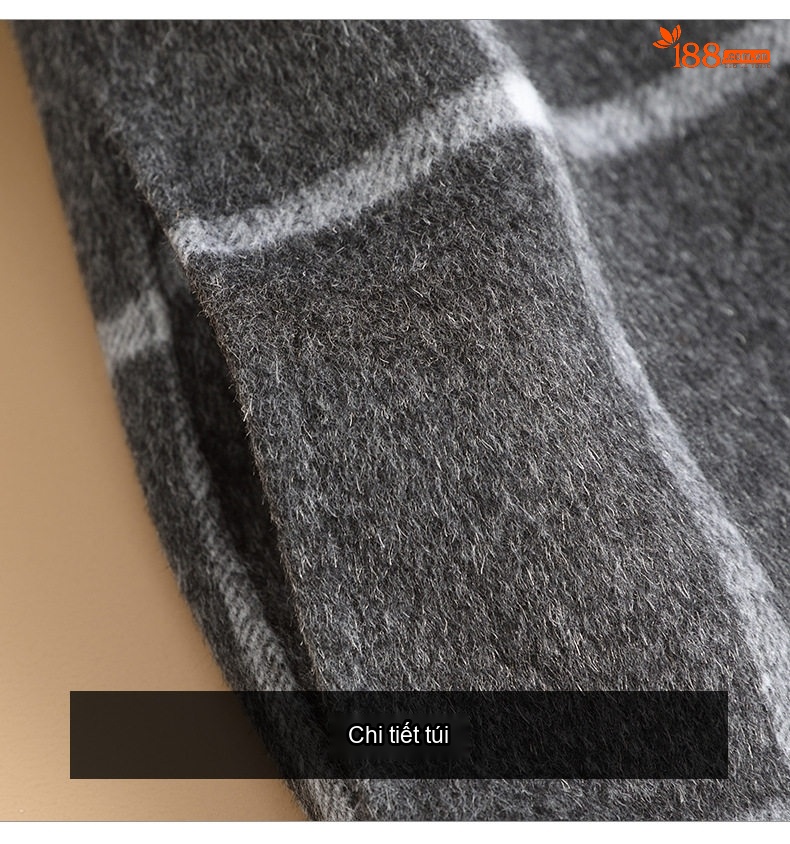 Áo Khoác Dạ Nữ Họa Tiết Houndstooth Dáng Rộng Thu Đông Màu Đen, Trắng, Nâu, Xám chi tiết 16