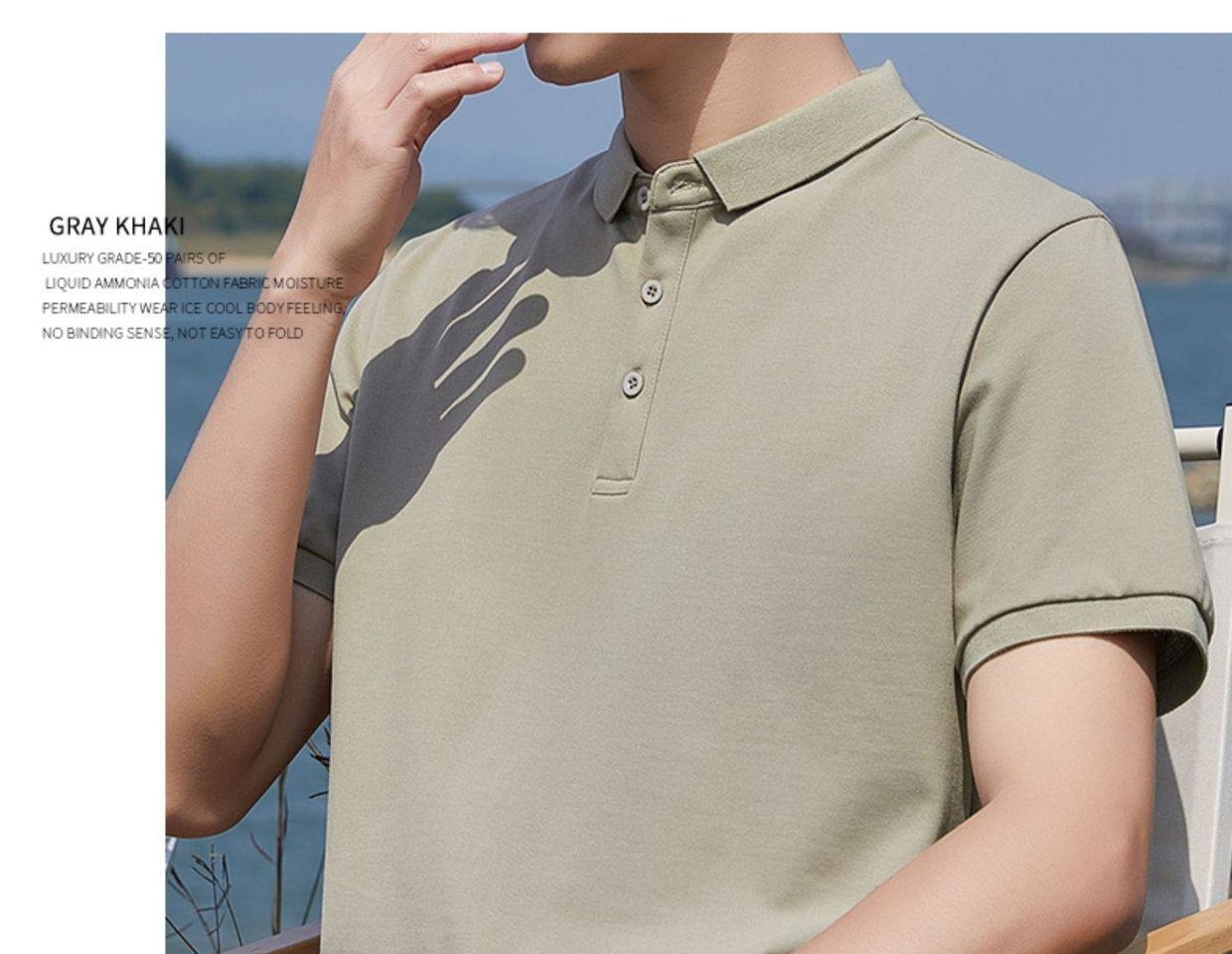 Áo Polo Nam Tay Ngắn Cotton Pima, Vải Mesh Thoáng Khí Màu Đen, Xám chi tiết 35
