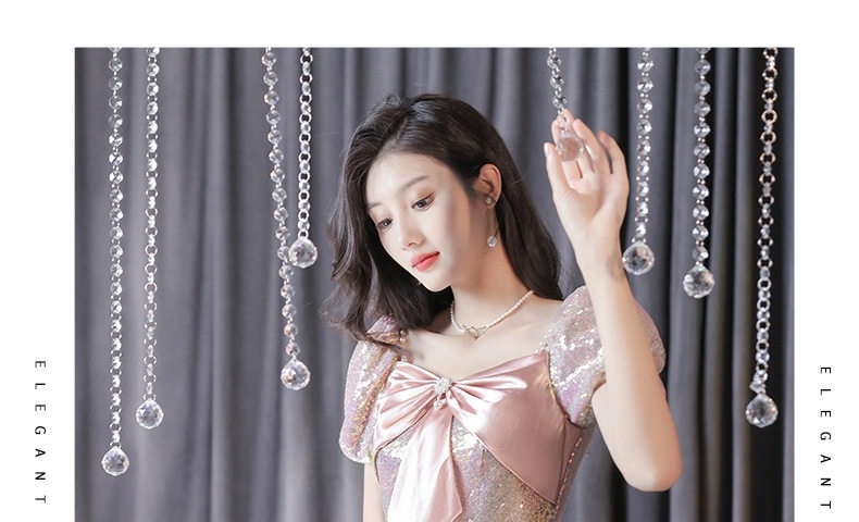 Váy Dạ Hội Nữ Kiểu Pháp Dáng Dài Sang Trọng Dự Tiệc Sinh Nhật Màu Hồng chi tiết 13