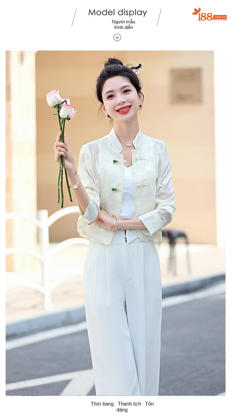 Áo Khoác Cardigan Nữ Kiểu Trung Quốc Tân Thời Thượng, Mỏng, Tay Lỡ Màu Xám, Đen, Xanh Lá, Trắng... chi tiết 9