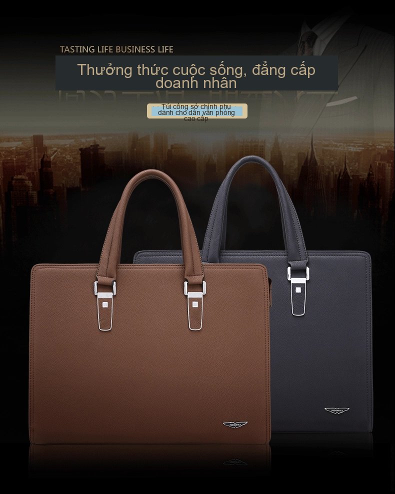 Cặp Túi Xách Tay Nam Khóa Số Chống Trộm Công Sở Đựng Laptop Da Mềm Đeo Vai Chéo chi tiết 2