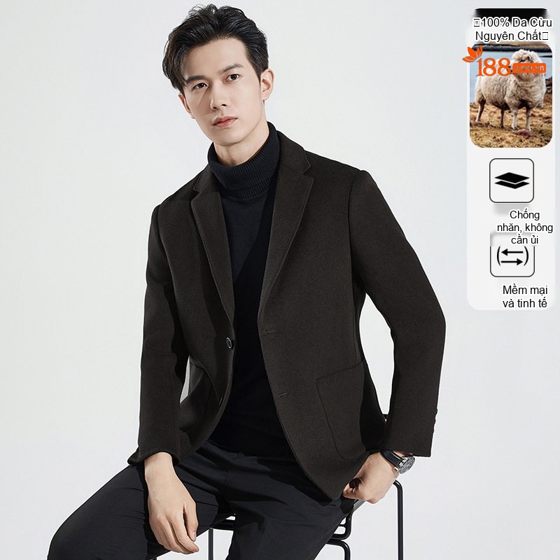 Áo Vest Nam 100% Lông Cừu Thu Đông Dáng Ôm Màu Nâu, Xám, Xanh Navy, Đen