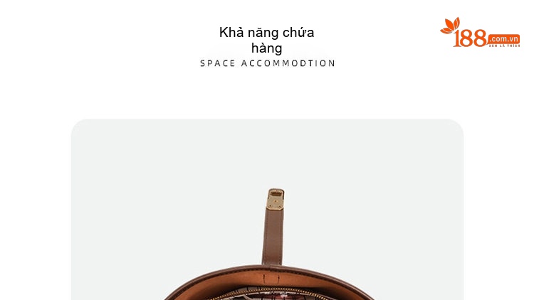 Túi Xách Nữ Da Bóng Dáng Bucket Đeo Vai Đeo Chéo Thời Trang Màu Nâu chi tiết 8