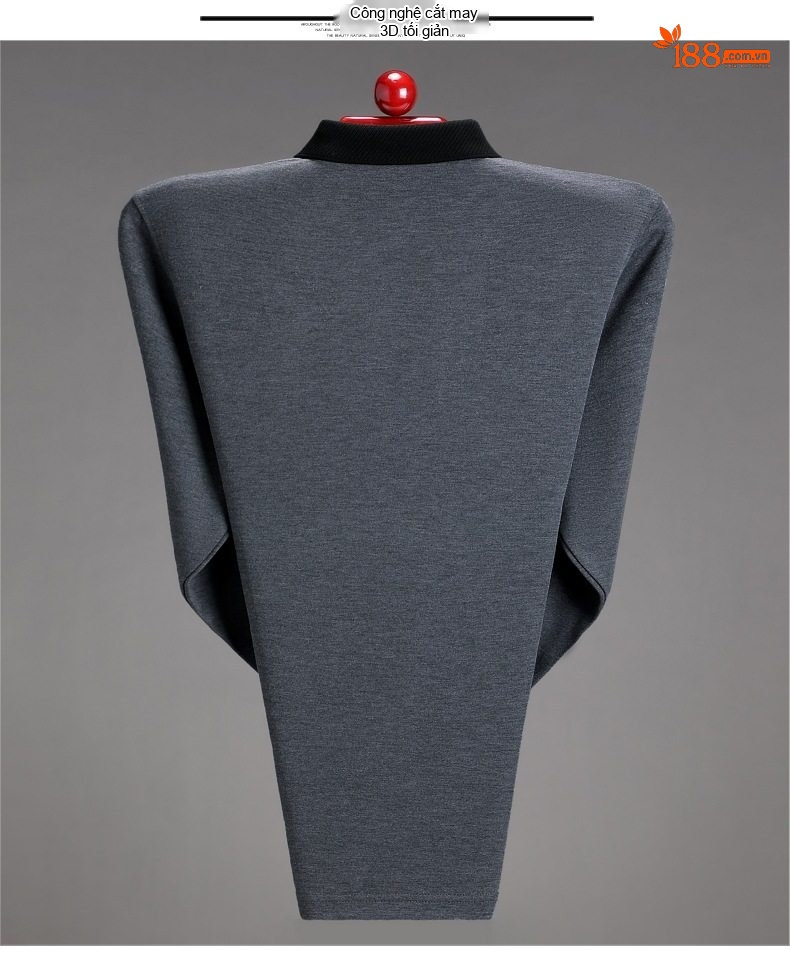 Áo Thun Polo Nam Tay Dài Cashmere Cổ Bẻ Phong Cách Doanh Nhân Màu Đen, Xám, Xanh Navy chi tiết 26