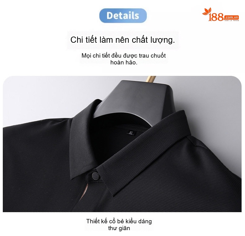 Áo Polo Nam Tay Ngắn Họa Tiết Tổ Ong Co Giãn Thoải Mái Màu Đỏ Gạch, Xanh Navy, Đen, Nâu... chi tiết 6