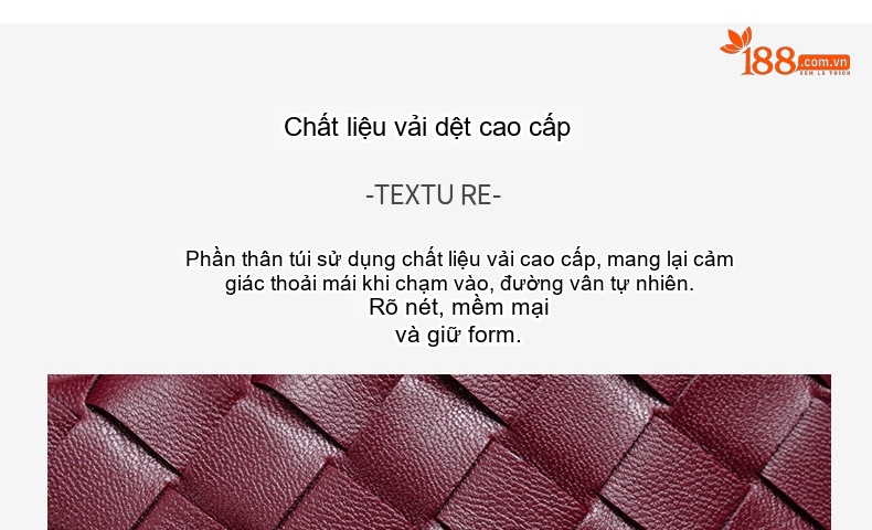 Túi Hộp Đựng Cơm Đan Thủ Công Khóa Kéo Đeo Vai Chéo Tay Xách Thời Trang Màu Đỏ Rượu Vang, Xanh Lá chi tiết 7