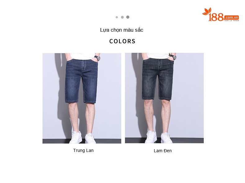 Quần Short Jeans Nam Ống Lửng Co Giãn Thoải Mái Màu Xanh Đậm, Xám chi tiết 2