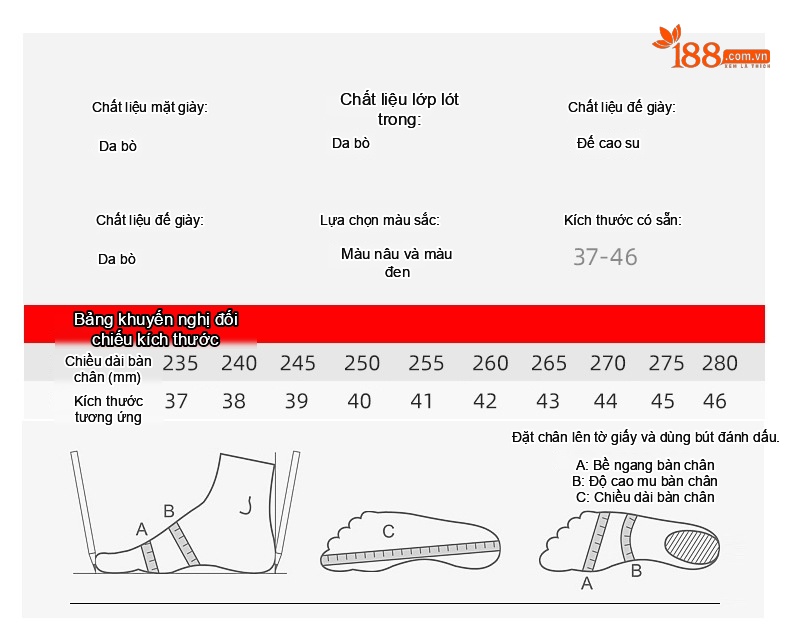 Giày Lười Nam Da Bò Công Sở Anh Quốc Chiều Cao Đế Khoảng 3.5cm Màu Đen, Nâu chi tiết 7