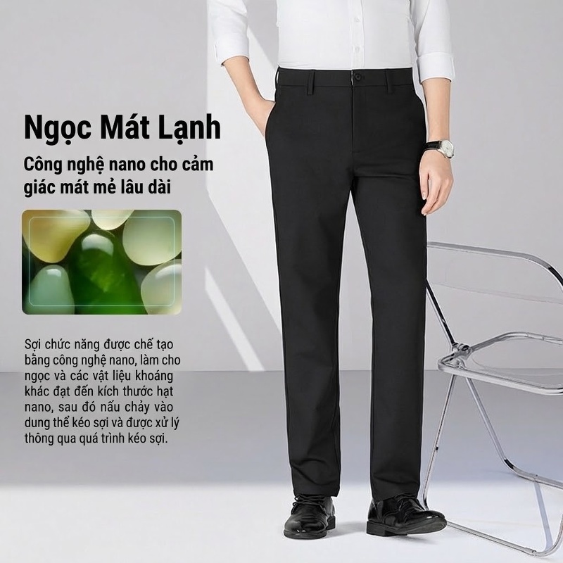 Quần Tây Nam Ống Suông Vừa Vặn Thoải Mái Màu Đen, Xám