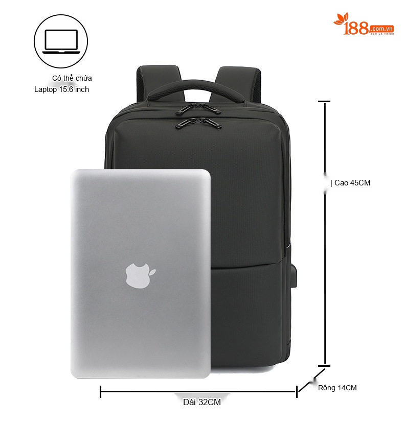 Balo Đôi Nam Nữ Da Bóng Chống Nước Thời Trang Công Sở Đựng Laptop Màu Đen chi tiết 11