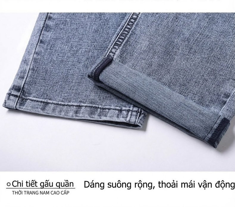 Quần Jean Nam Ống Đứng Dáng Rộng Co Giãn Nhẹ Phong Cách Casual Màu Xanh, Xám chi tiết 32