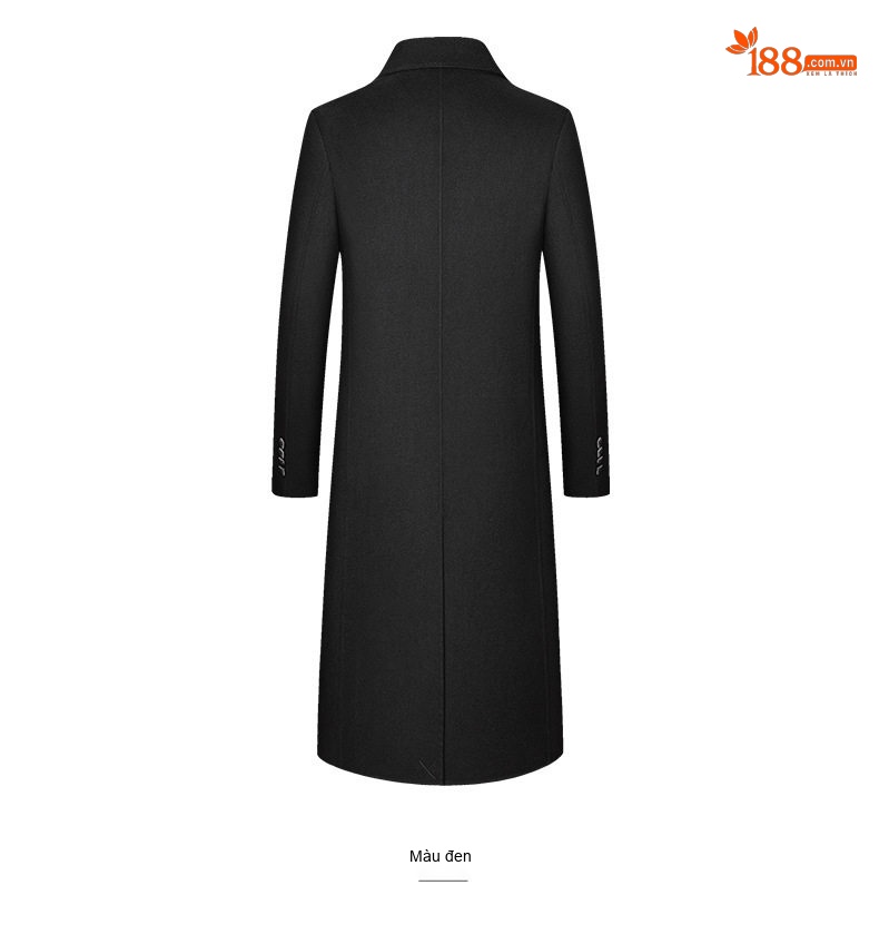 Áo Khoác Dạ Nam Dáng Dài Quá Gối Hai Mặt Cotton Màu Nâu, Xanh Navy, Đen chi tiết 17